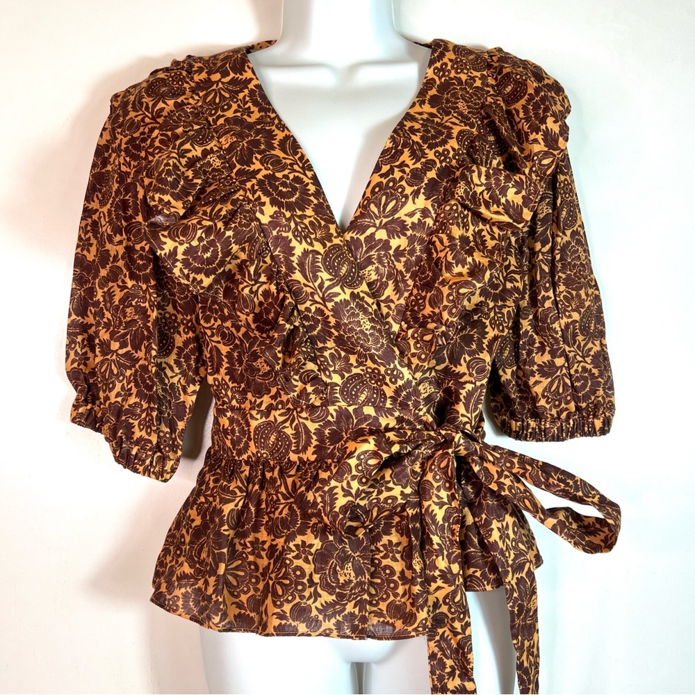 NWOT Christy Lynn Stephanie Wrap Top Sienna Linen Size Medium - Picture 3 of 16